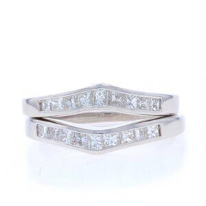 White Gold Diamond Set of 2 Enhancer Wedding Bands 14k Princ 1.00ctw Guard Rings